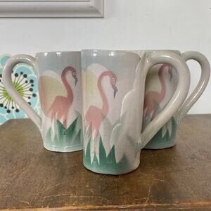 Flamingo Pottery Coffee Cup, Handmade Artisan Beach Aesthetic Mug